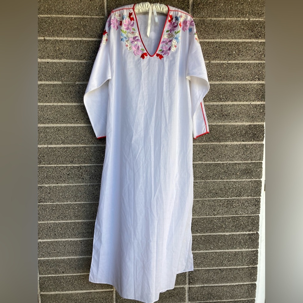 Embroidered White Maxi Gown by Natori